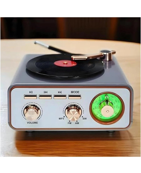 Metalik Nostaljik Tasarım Plak Çalar Görünümlü Radyolu Bluetooth Hoparlör Retro Müzik Plak Metalik Nostaljik Tasarım Plak Çalar Görünümlü Radyolu Bluetooth Hoparlör Retro Müzik Plak