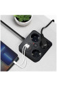 Akım Korumalı Anahtarlı Priz - 3x Priz - 2x Usb - 2x Type-c - 2 Mt Kablo Hızlı Şarj Özellikli Siyah Akım Korumalı Anahtarlı Priz - 3x Priz - 2x Usb - 2x Type-c - 2 Mt Kablo Hızlı Şarj Özellikli Siyah