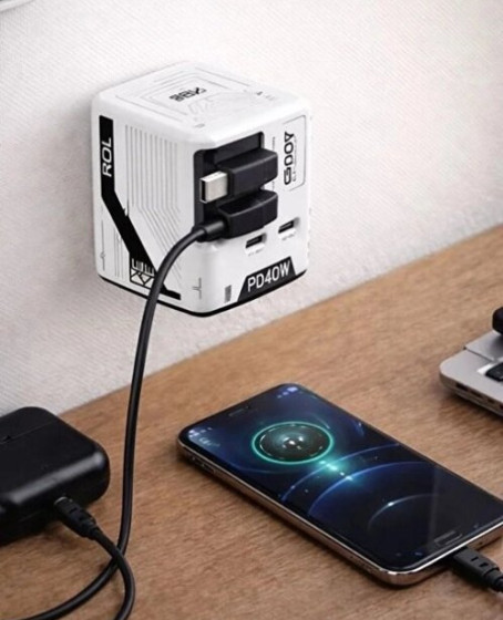 Gan+ Pd 40w Hızlı Şarj Adaptörü Çoklu Çıkış Usb-c Lightning Kablolu Hızlı Şarj Cihazı Ev Ofis Uyumlu Beyaz