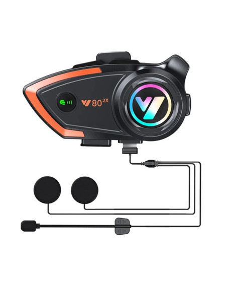 Yeni Model Y80-2x Motosiklet İntercom 2 Kişilik Bağlantı Rgb Işıklı Bluetooth Kulaklık Seti