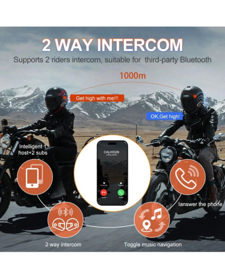 Yeni Model Y80-2x Motosiklet İntercom 2 Kişilik Bağlantı Rgb Işıklı Bluetooth Kulaklık Seti