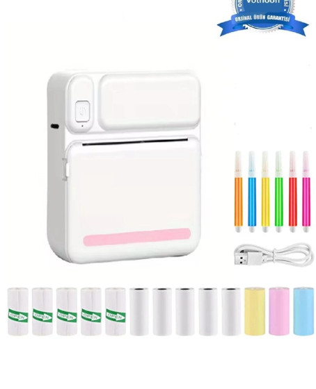 Mini Taşınabilir Yazıcı 13 Rulo Kağıtlı Mürekkepsiz Etiket Yazıcısı Mini Termal Yazıcı Mini Taşınabilir Yazıcı 13 Rulo Kağıtlı Mürekkepsiz Etiket Yazıcısı Mini Termal Yazıcı