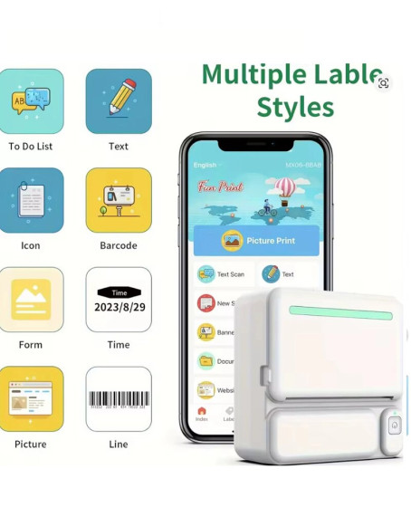 Mini Taşınabilir Yazıcı 13 Rulo Kağıtlı Mürekkepsiz Etiket Yazıcısı Mini Termal Yazıcı Mini Taşınabilir Yazıcı 13 Rulo Kağıtlı Mürekkepsiz Etiket Yazıcısı Mini Termal Yazıcı