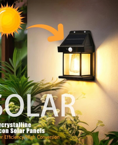 Güneş Enerjili Solar Duvar Lambası Rustik Ampul-gün Işığı Mz-800