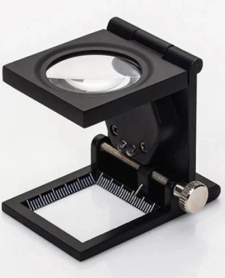 28x28 Mm Katlanır Sayaçlı Metal Lüp, 2 Led Işıklı Büyüteç Tekstil Th9005a