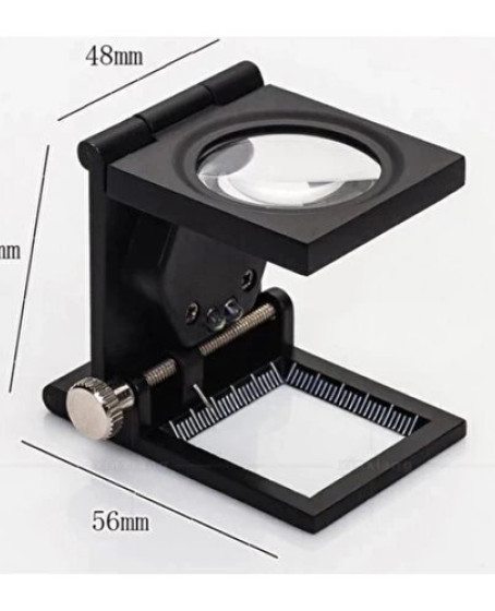 28x28 Mm Katlanır Sayaçlı Metal Lüp, 2 Led Işıklı Büyüteç Tekstil Th9005a