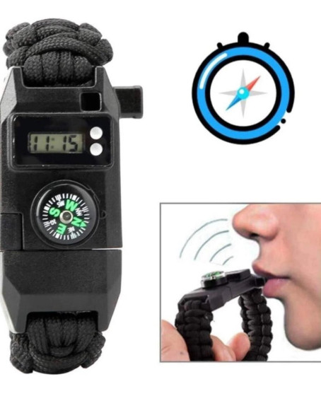 Paracord Dijital Saat Düdük Hayatta Kalma Kamp Bilekliği