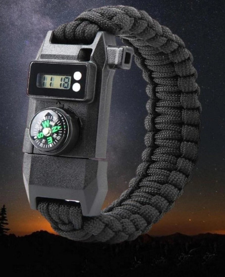Paracord Dijital Saat Düdük Hayatta Kalma Kamp Bilekliği