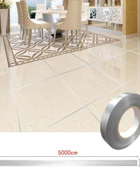 0.5 Cm Kalınlık Gümüş Fayans Arası Şerit Bandı 50 Metre Banyo Derz Dekor Bandı