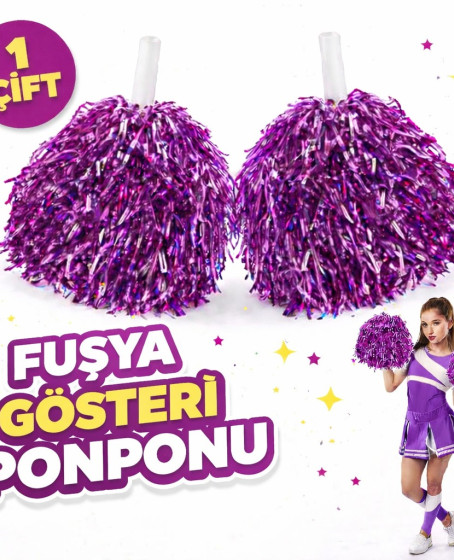 1 Çift ( 2 Adet ) Mor Renk 23 Nisan 19 Mayıs 29 Ekim Okul Gösteri Ponponları Ekstra Dolgun