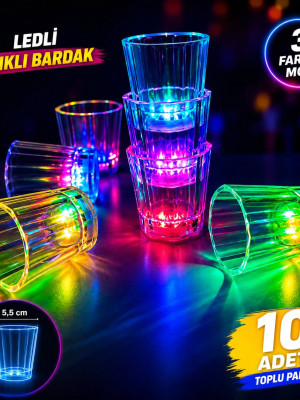 10'lu LED Işıklı Parti Bardağı Seti 10'lu LED Işıklı Parti Bardağı Seti