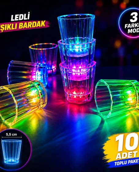 10'lu LED Işıklı Parti Bardağı Seti