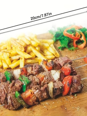 10 Adet Paslanmaz Çelik Mangal Şişi Seti – 20 cm Metal Çöp Şiş ve Izgara Şişleri