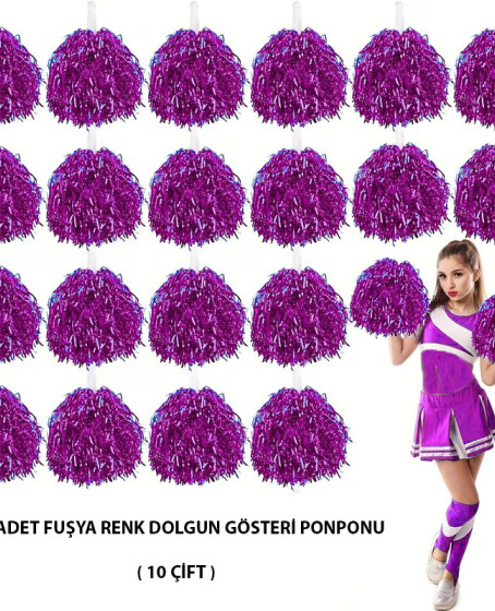 10 Çift ( 20 Adet ) Mor Renk 23 Nisan 19 Mayıs 29 Ekim Okul Gösteri Ponponları
