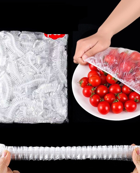 100 Adet Lastikli Tazeliği Koruyan Tencere ve Tabak Bonesi  Esnek Strech Kapak