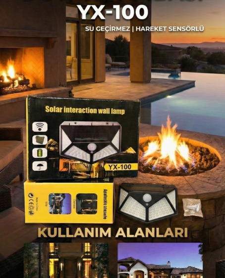 100 Led DIŞ Mekan Solar Aydınlatma Fotoselli Solar Lamba Hareket Sensörlü 100 Led DIŞ Mekan Solar Aydınlatma Fotoselli Solar Lamba Hareket Sensörlü
