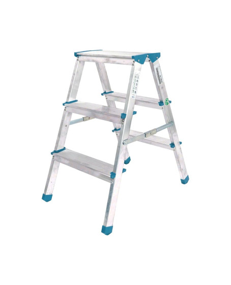 ÇİFT BASAMAKLI ALÜMİNYUM METAL MERDİVEN YÜKSEKLİK 69CM BAŞ GENİŞLİK 8CM