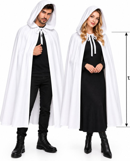 120 cm Beyaz Kapüşonlu Uzun Hayalet Pelerin