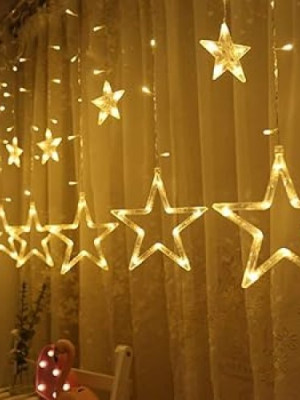 Yıldız Sarkıtlı Perde LED Aydınlatma - 3m Genişlik, 8 Modlu, Günışığı Renk,Ev Süsleme Işığı