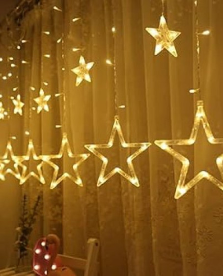 Yıldız Sarkıtlı Perde LED Aydınlatma - 3m Genişlik, 8 Modlu, Günışığı Renk,Ev Süsleme Işığı