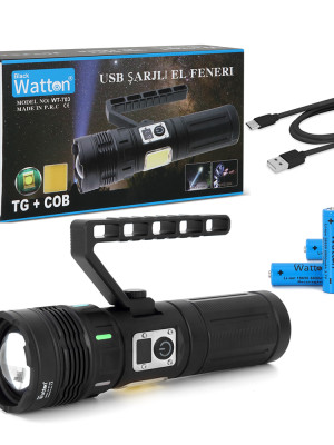 15.000 Lümen TG + COB LED Şarjlı El Feneri WT-703