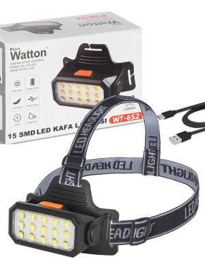 15 LEDLİ SARI / BEYAZ ŞARJLI KAFA LAMBASI WATTON WT-652