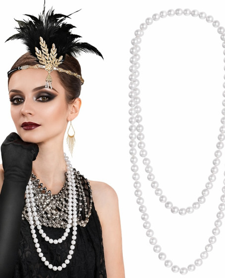 1920 Gatsby İnci Kolye – Vintage Uzun Beyaz İnci Kolye