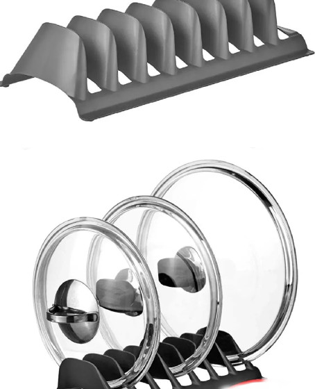 2 Adet 8 Bölmeli Tencere Kapak Rafı - Simple Tabaklık - Kapak Organizeri