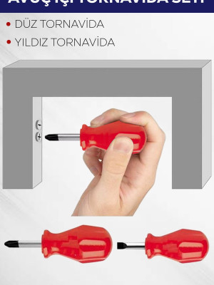 2'li Avuç Içi Tornavida Seti Düz Yıldız
