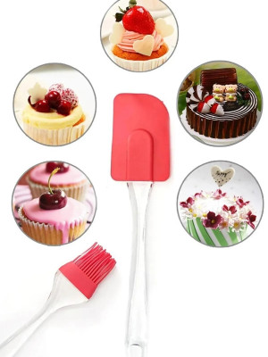 2 Li Set Silikon Pasta - Börek - Poğaça Yağ Fırçası ve Silikon Spatula Seti