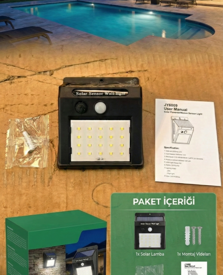 20 Ledli Hareket Sensörlü Dış Mekan Solar Lamba 20 Ledli Hareket Sensörlü Dış Mekan Solar Lamba