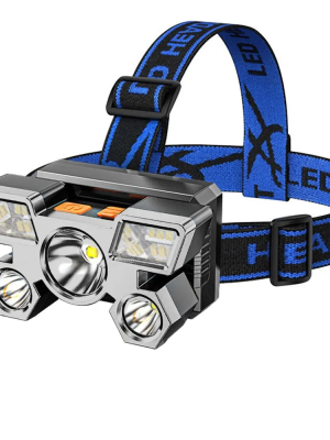 212 Model Şarjlı 5 Led 4 Modlu Cob Led Avcı Balıkçı Kamp Süper Kafa Lambası
