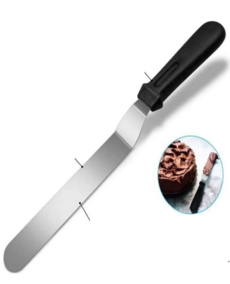 2li Set Hamur Şekillendirici Eğik Pasta Spatulası +Metal Hamur Kesici Kazıyıcı Spatula