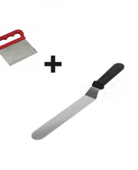 2li Set Hamur Şekillendirici Eğik Pasta Spatulası ve Metal Hamur Kesici Kazıyıcı Spatula