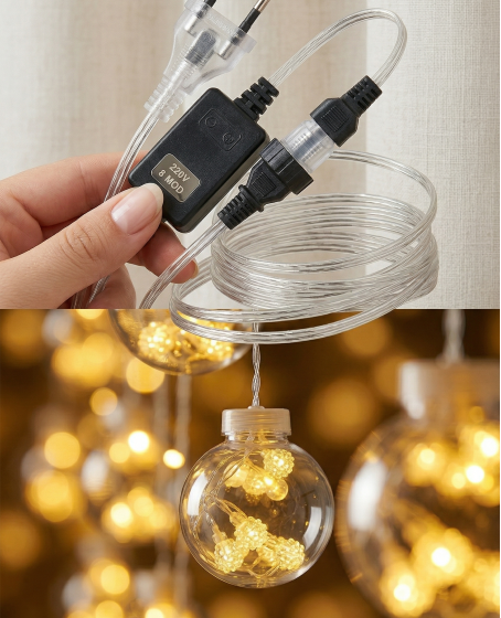 3 Metre 10 Toplu Perde LED Işık - Gün Işığı Şeffaf Dekoratif Aydınlatma - 8 Fonksiyonlu Led 3 Metre 10 Toplu Perde LED Işık - Gün Işığı Şeffaf Dekoratif Aydınlatma - 8 Fonksiyonlu Led