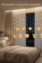 3 Metre Perde Led Işık - 8 Modlu Kalp ve LOVE Figürlü Dekoratif Animasyonlu Led