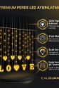 3 Metre Perde Led Işık - 8 Modlu Kalp ve LOVE Figürlü Dekoratif Animasyonlu Led