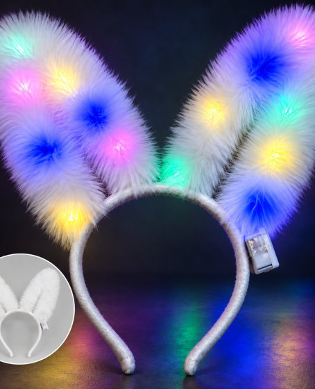 3 Modlu LED Işıklı Peluş Tavşan Kulağı Beyaz Renk 3 Modlu LED Işıklı Peluş Tavşan Kulağı Beyaz Renk