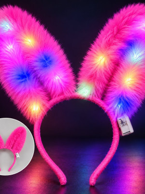 3 Modlu LED Işıklı Peluş Tavşan Kulağı Fuşya Renk 3 Modlu LED Işıklı Peluş Tavşan Kulağı Fuşya Renk
