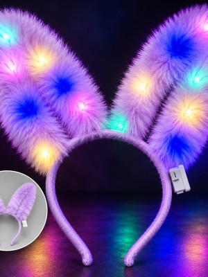 3 Modlu LED Işıklı Peluş Tavşan Kulağı Lila Renk 3 Modlu LED Işıklı Peluş Tavşan Kulağı Lila Renk