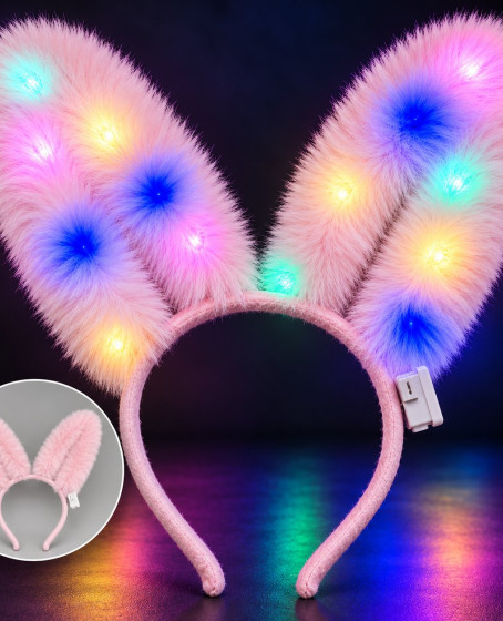 3 Modlu LED Işıklı Peluş Tavşan Kulağı Pembe Renk 3 Modlu LED Işıklı Peluş Tavşan Kulağı Pembe Renk