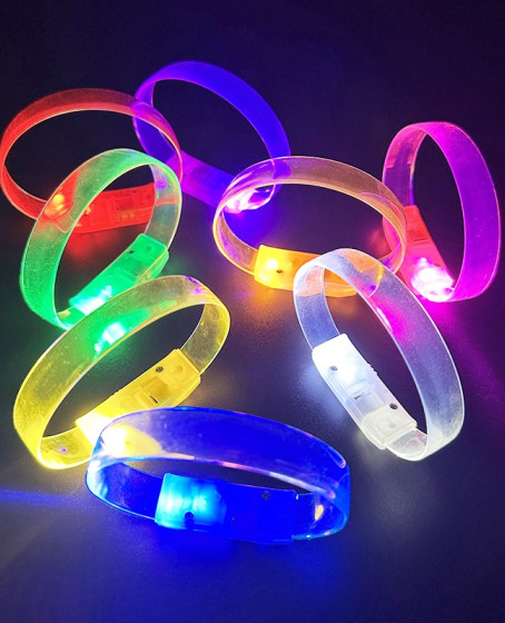 3 Modlu Pilli LED Işıklı Esnek Parti Bilekliği Mor