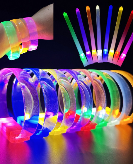 3 Modlu Pilli LED Işıklı Esnek Parti Bilekliği Pembe