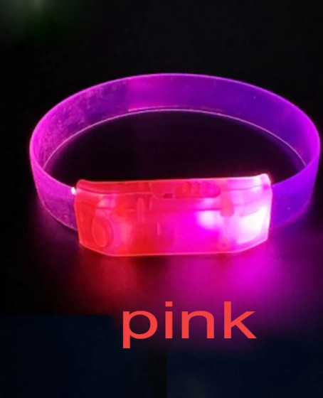 3 Modlu Pilli LED Işıklı Esnek Parti Bilekliği Pembe