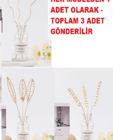 3 Tek Adet 3 Model Aromaterapi Koku Dağıtıcı Rattan Şişe Ahşap Difüzör Çubuk (Spiral-Yaprak-Dalgalı) 3 Tek Adet 3 Model Aromaterapi Koku Dağıtıcı Rattan Şişe Ahşap Difüzör Çubuk (Spiral-Yaprak-Dalgalı)