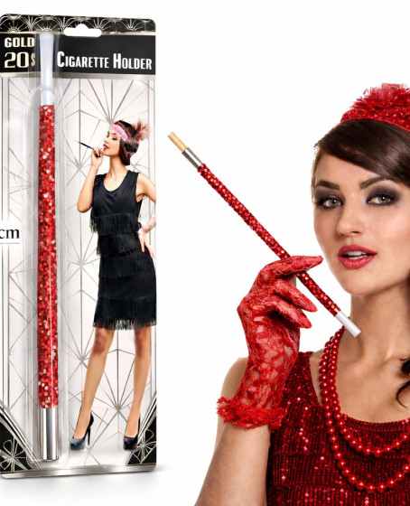 30 cm Kırmızı Payetli Sigara Tutacağı – 1920’ler Gatsby Parti Aksesuarı 30 cm Kırmızı Payetli Sigara Tutacağı – 1920’ler Gatsby Parti Aksesuarı