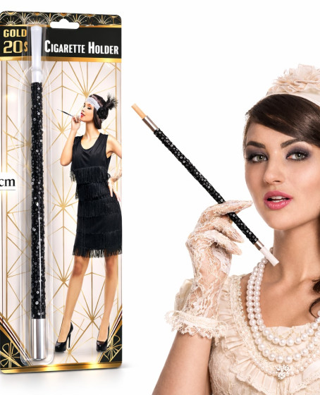 30 cm Siyah Payetli Sigara Tutacağı – 1920’ler Gatsby Parti Aksesuarı 30 cm Siyah Payetli Sigara Tutacağı – 1920’ler Gatsby Parti Aksesuarı