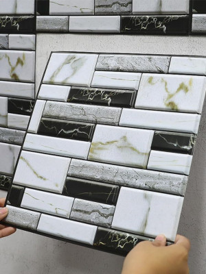 3D Mermer Görünümlü Kendinden Yapışkanlı Duvar Sticker