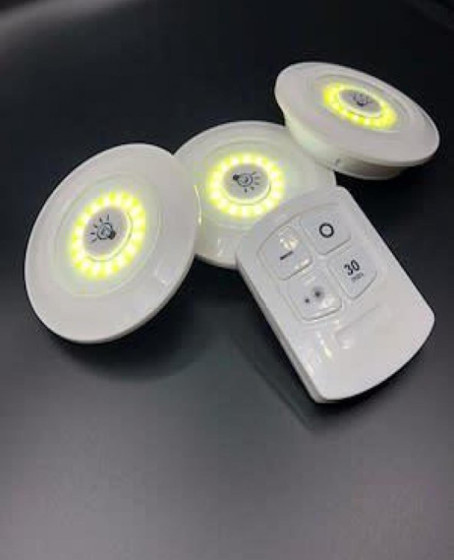 3lü Uzaktan Kumandalı Yapışkanlı Kablosuz Led Spot Lambalar