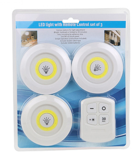 3lü Uzaktan Kumandalı Yapışkanlı Kablosuz Led Spot Lambalar